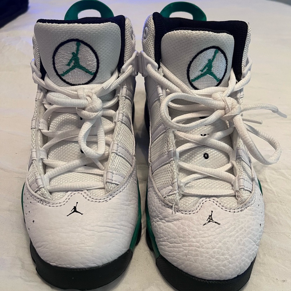 Jordan 6 Rings Kids Sneakers White and Green